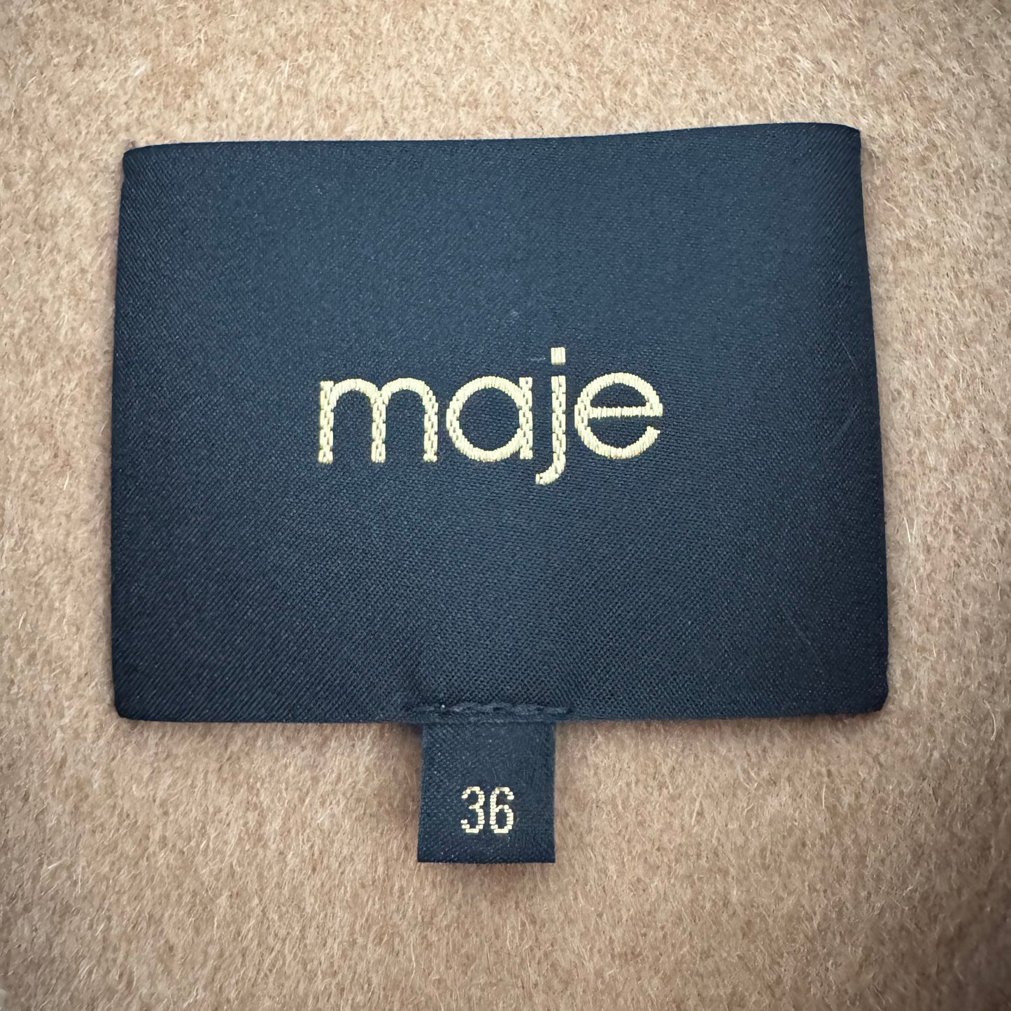 Maje Wool-Blend Double-Faced Coat in Camel, size 36 (size Small)