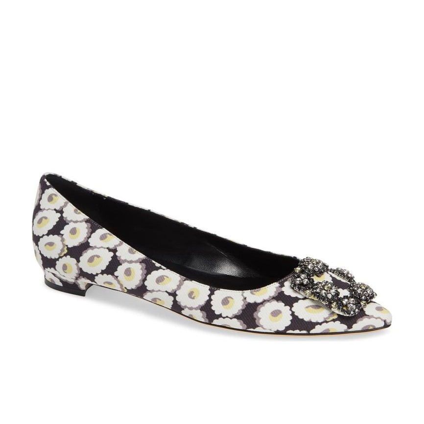 Chaussures plates Hangisi en jacquard floral Manolo Blahnik, taille 38