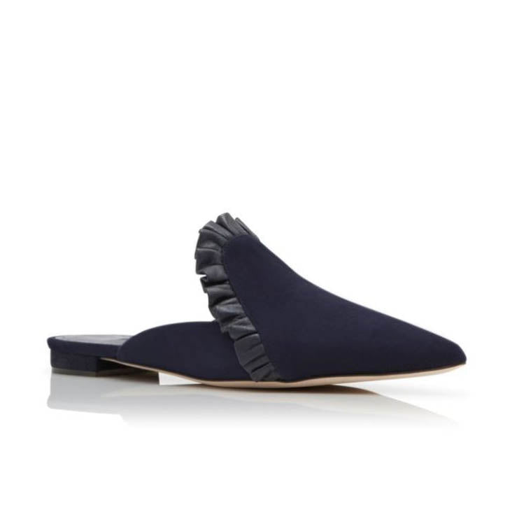 Manolo Blahnik navy suede mules, size 37 (fits like a size 6.5)