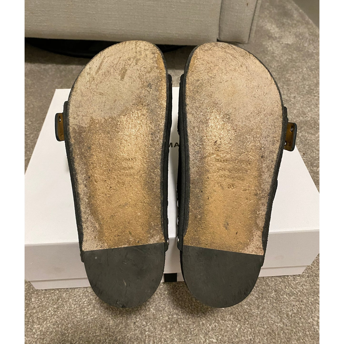 Isabel Marant Lennyo Slides in Faded Black, size 35