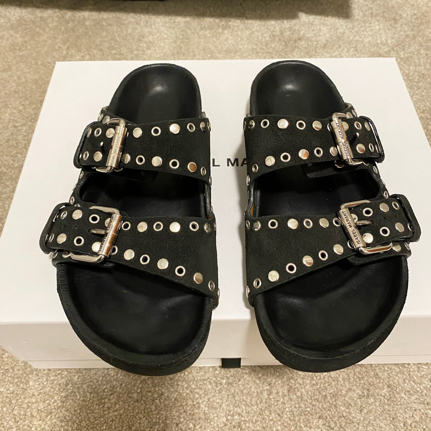 Isabel Marant Lennyo Slides in Faded Black, size 35