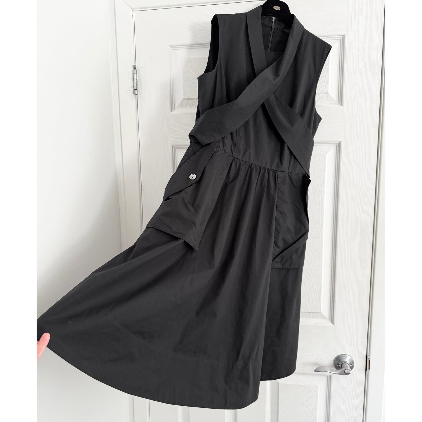 Marc by Marc Jacobs A-Line Poplin Dress in Black, size 8