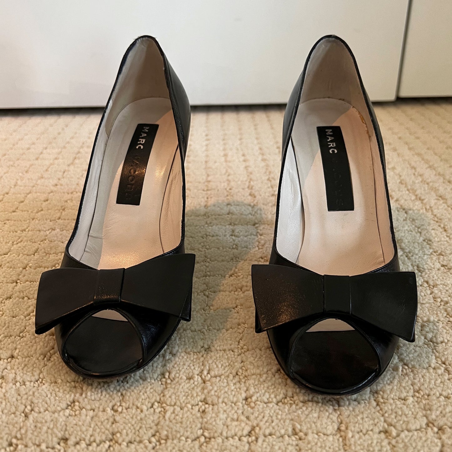 Marc Jacobs black peep toe pumps, size 6.5