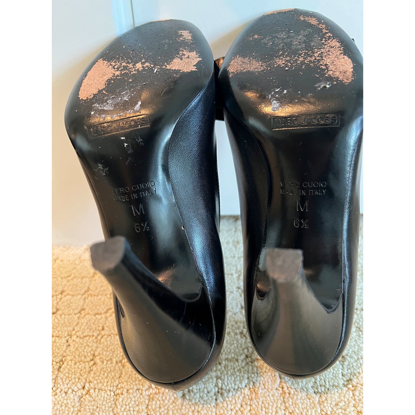 Marc Jacobs black peep toe pumps, size 6.5