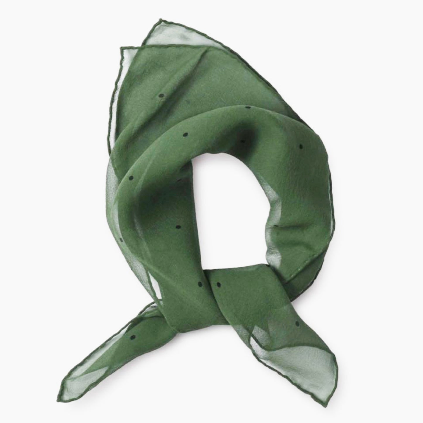 Margaret Howell Green Silk Polka Dot Scarf