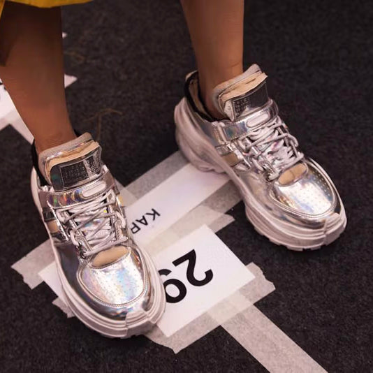 Maison Margiela Chunky Sneakers in Silver, size 37.5
