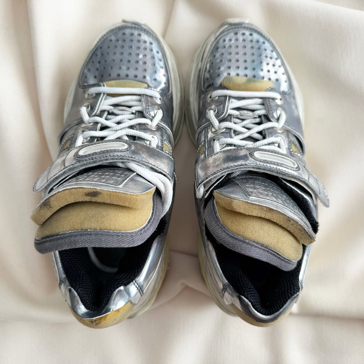Maison Margiela Chunky Sneakers in Silver, size 37.5