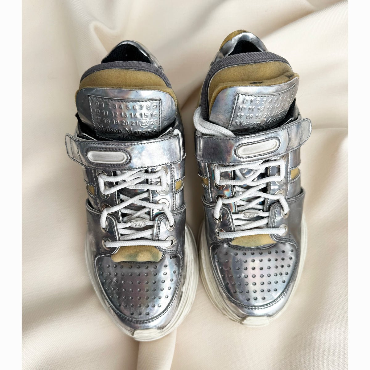 Maison Margiela Chunky Sneakers in Silver, size 37.5