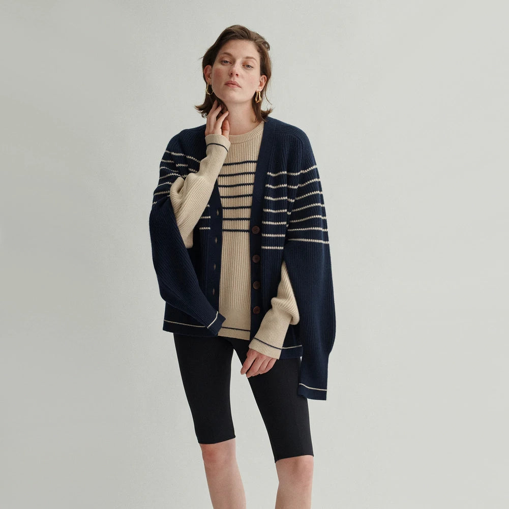 Maria McManus Striped Cape Fishermans Cardigan, size Small