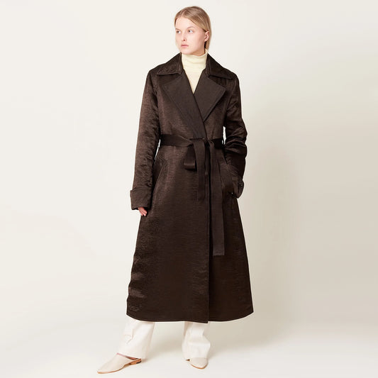 Maria McManus Padded Trench Coat in Chocolate Brown, size Medium