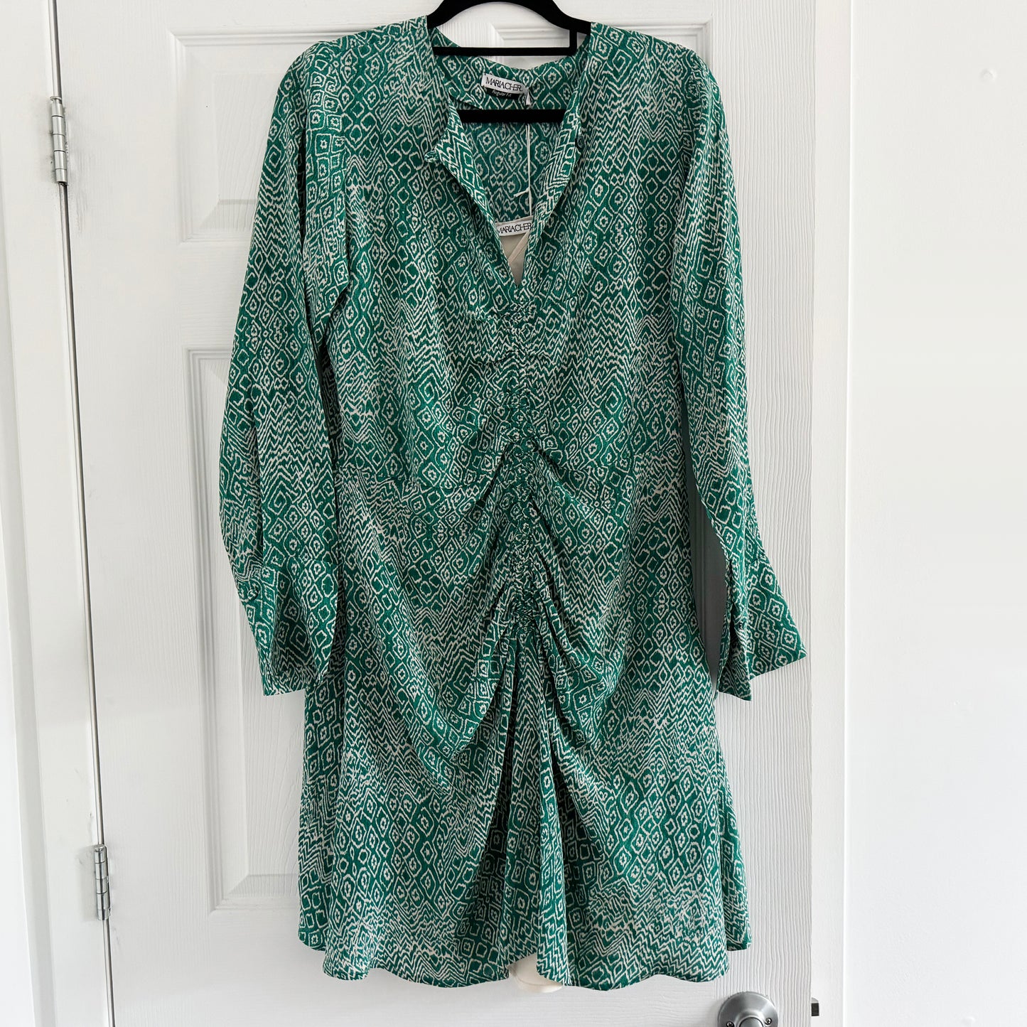 Maria Cher "Moldes Bell" Short Dress in "Emerald Shibory", size Large