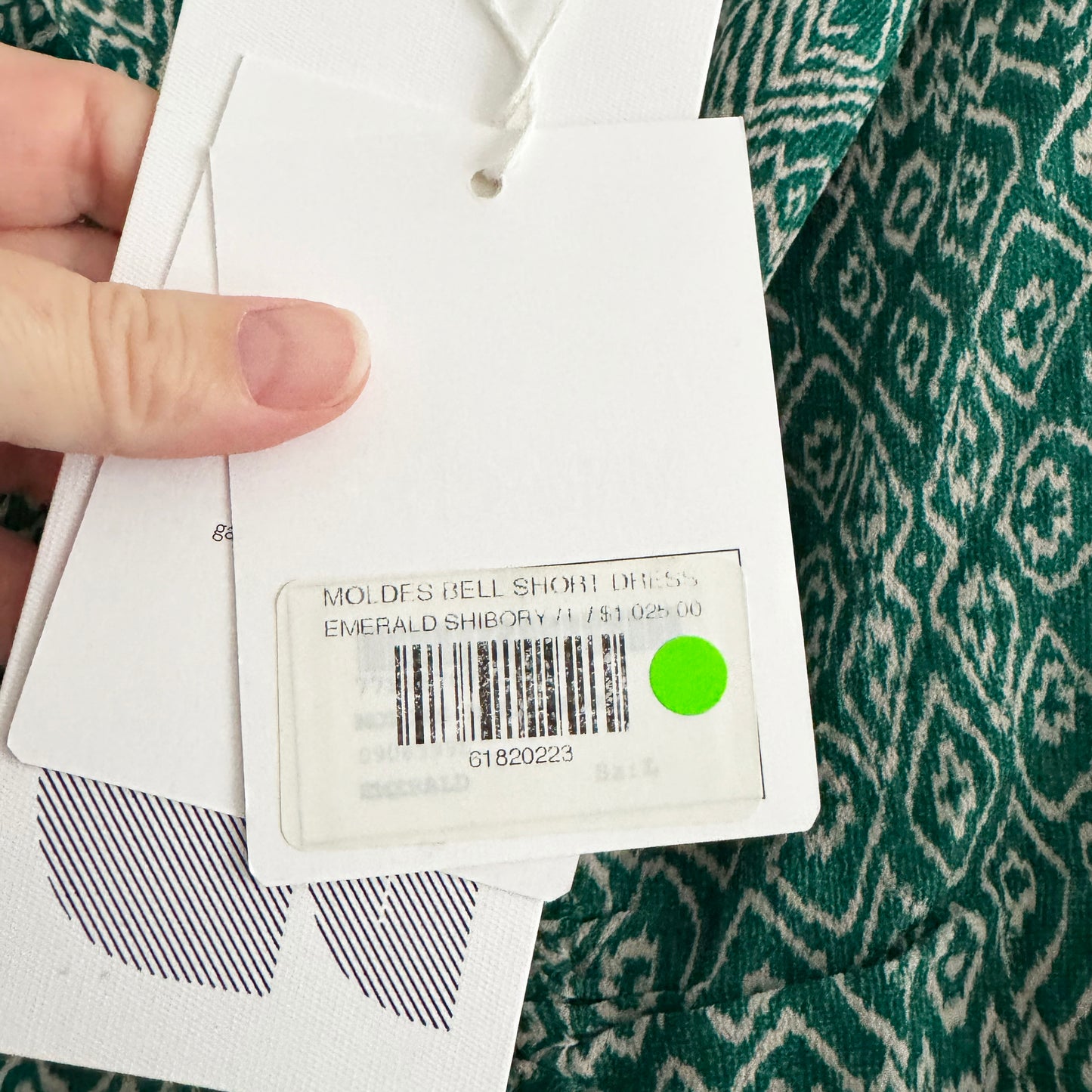 Maria Cher "Moldes Bell" Short Dress in "Emerald Shibory", size Large