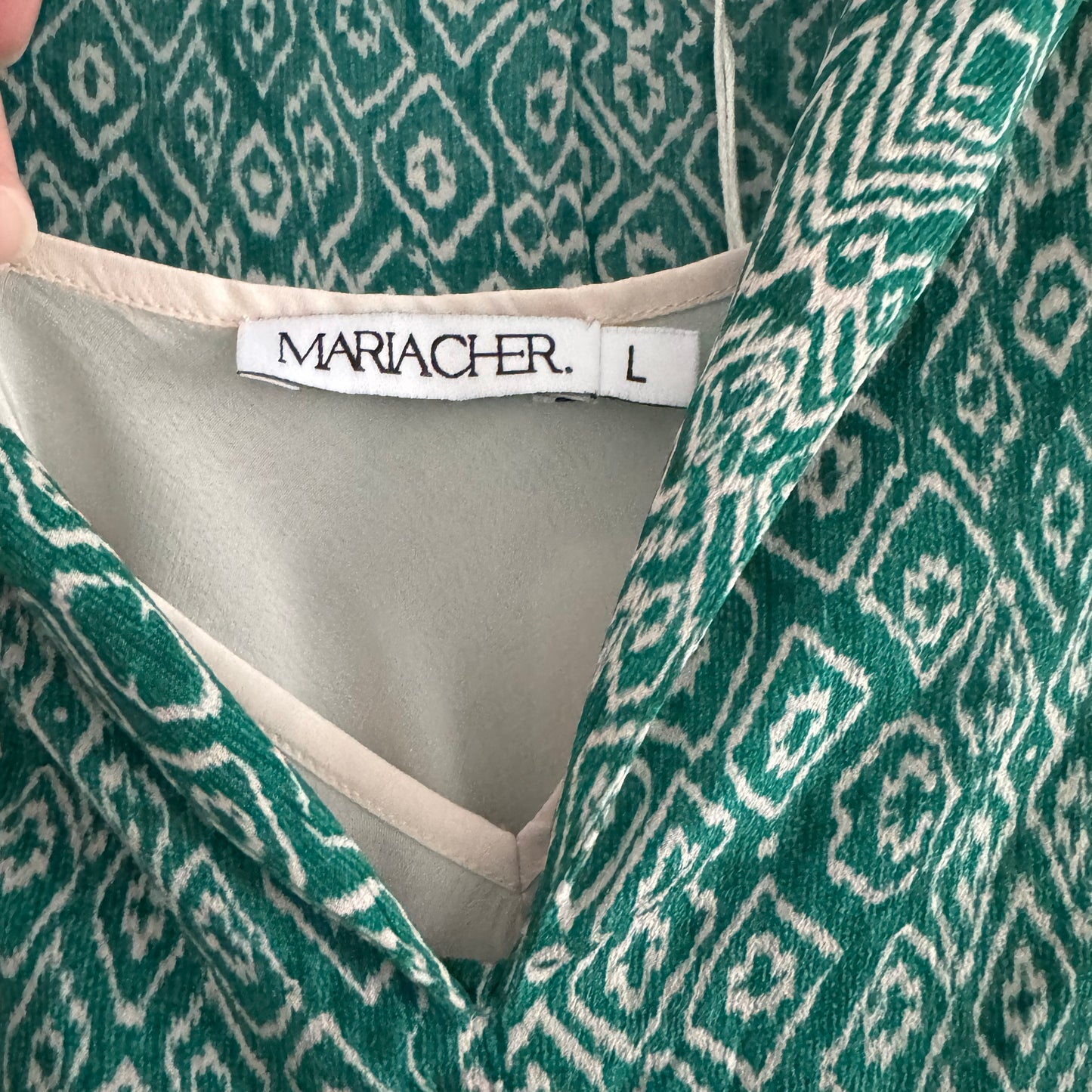 Maria Cher "Moldes Bell" Short Dress in "Emerald Shibory", size Large