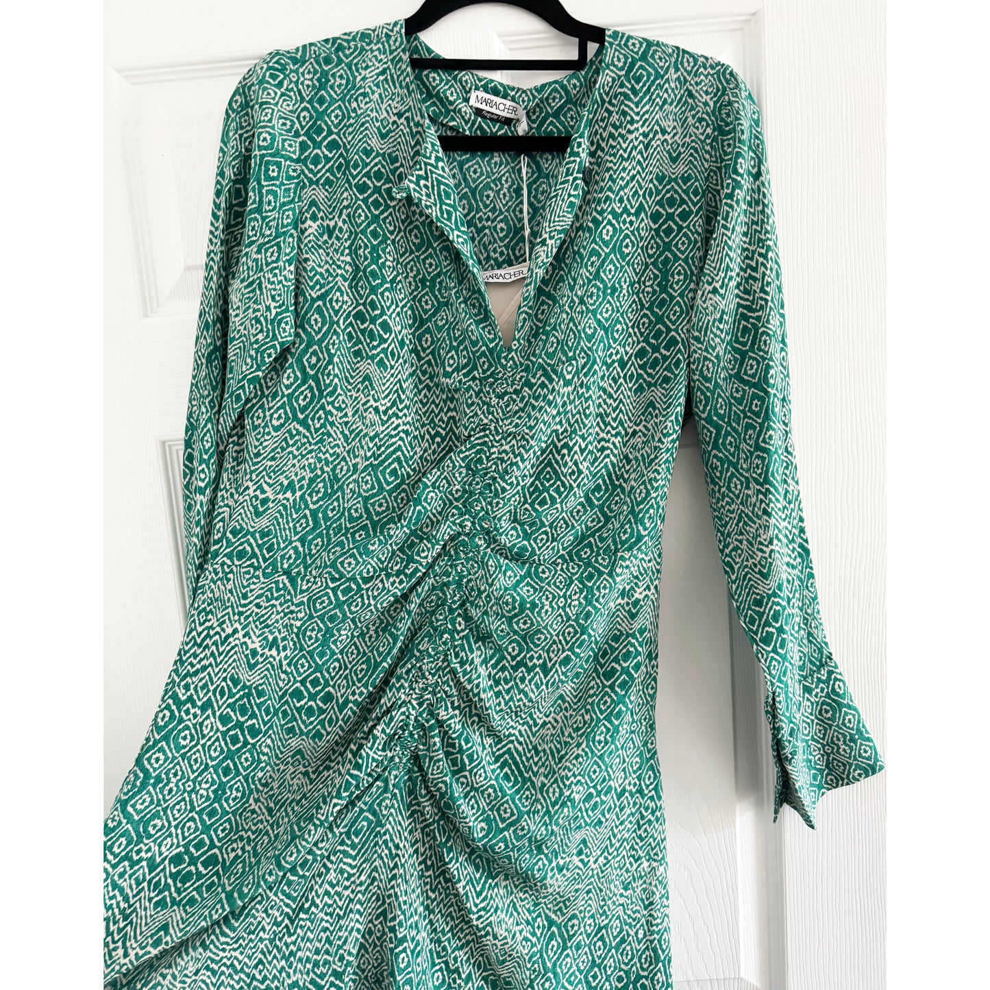 Maria Cher "Moldes Bell" Short Dress in "Emerald Shibory", size Large