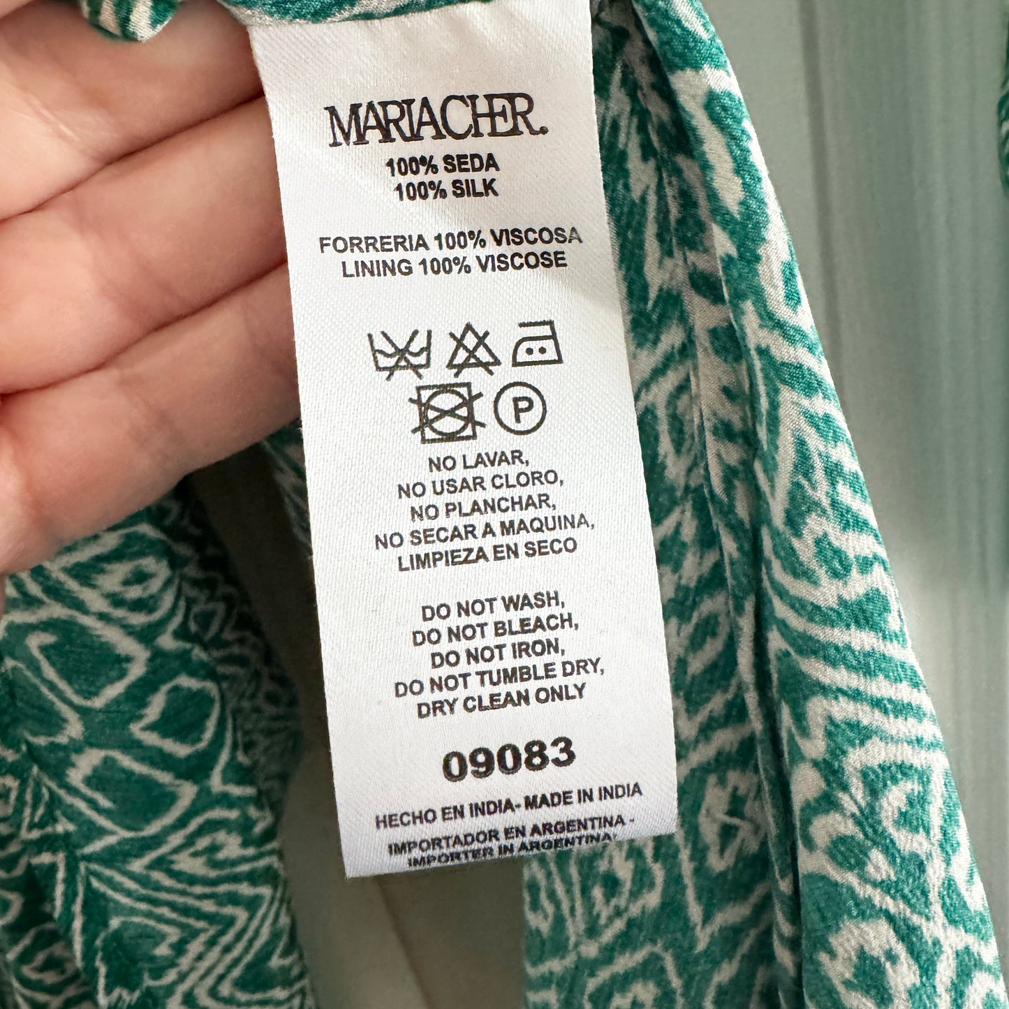 Maria Cher "Moldes Bell" Short Dress in "Emerald Shibory", size Large