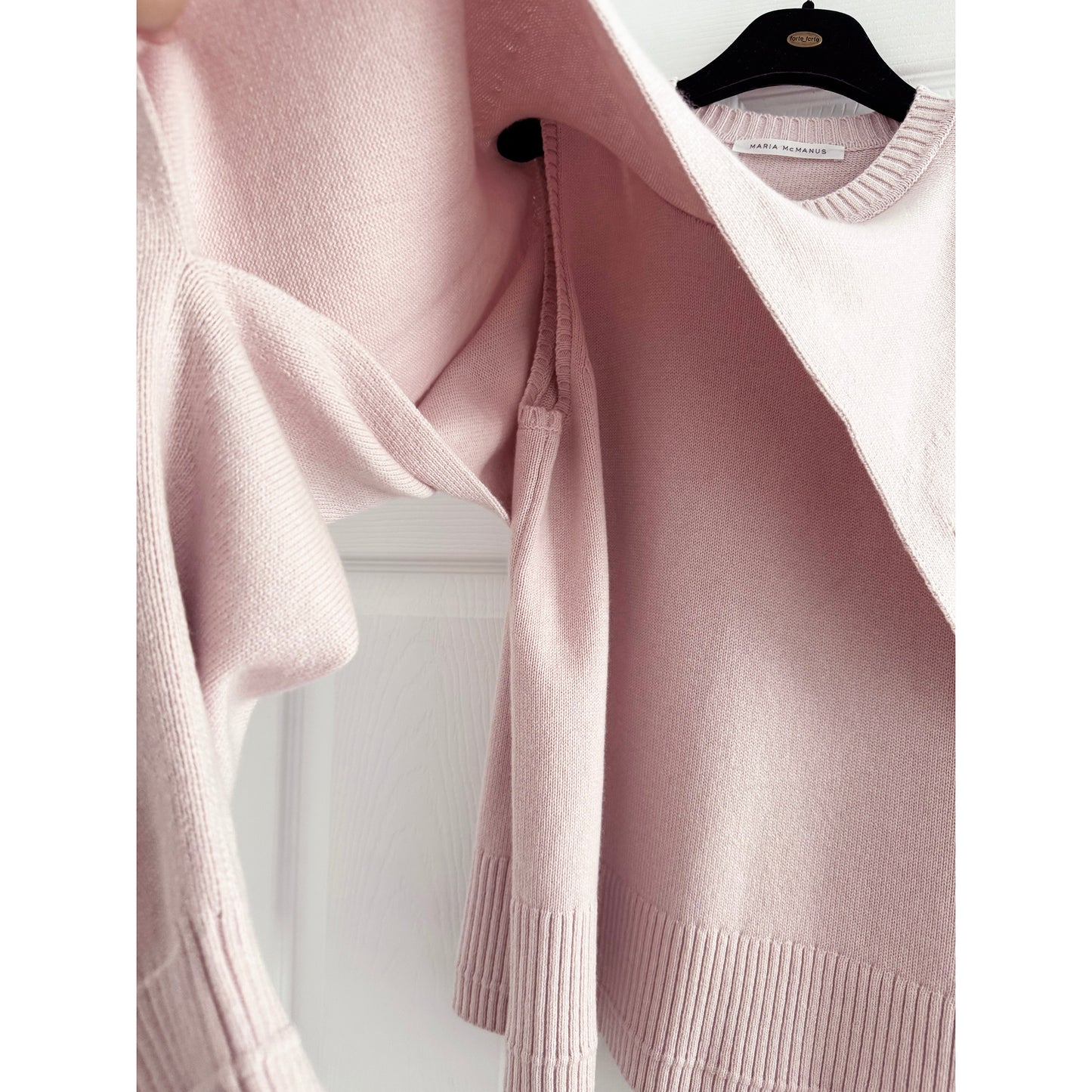 Maria McManus "Cape Crew" Double Layered Sweater in Whisper Pink, size Medium