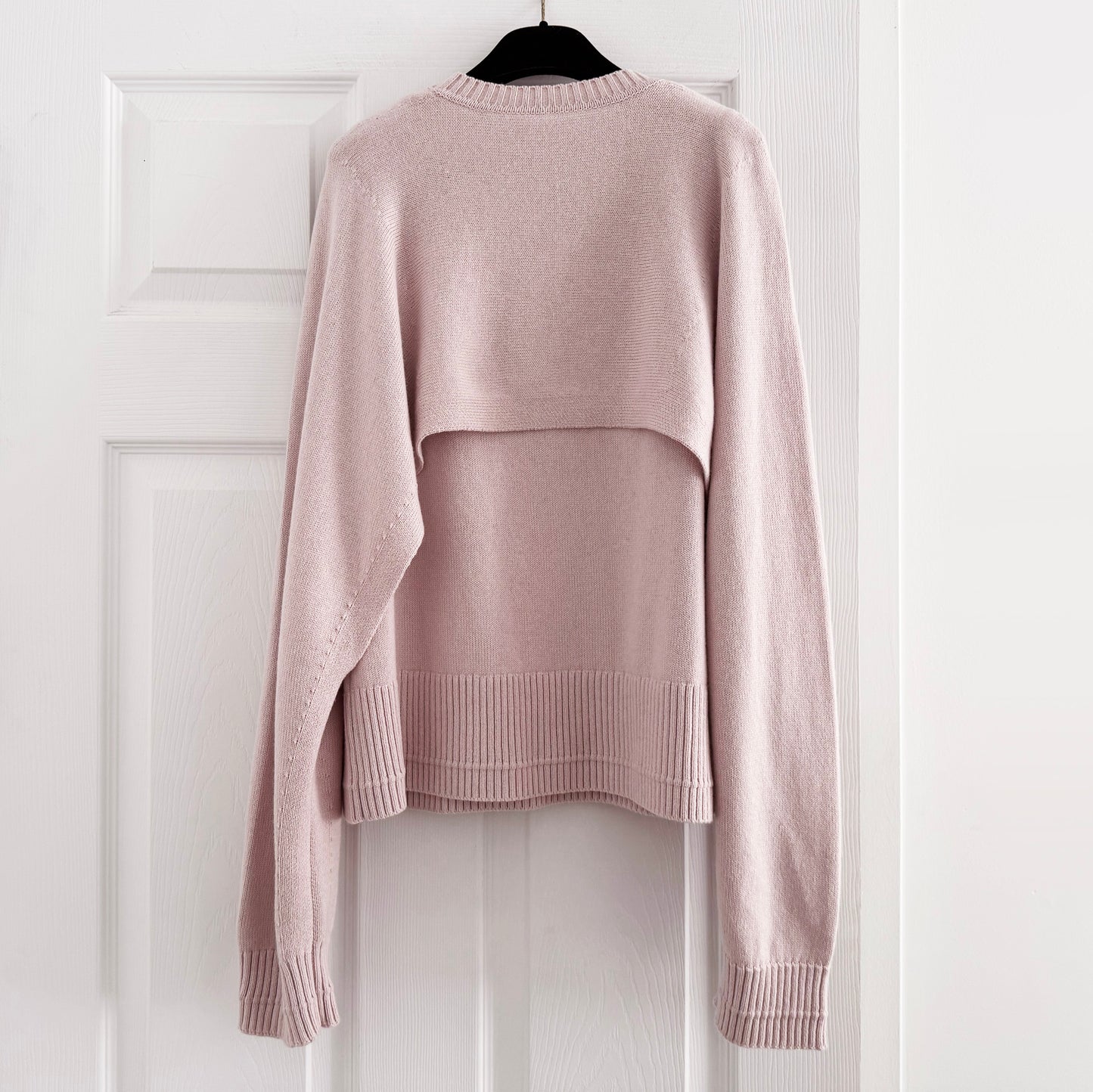Maria McManus "Cape Crew" Double Layered Sweater in Whisper Pink, size Medium