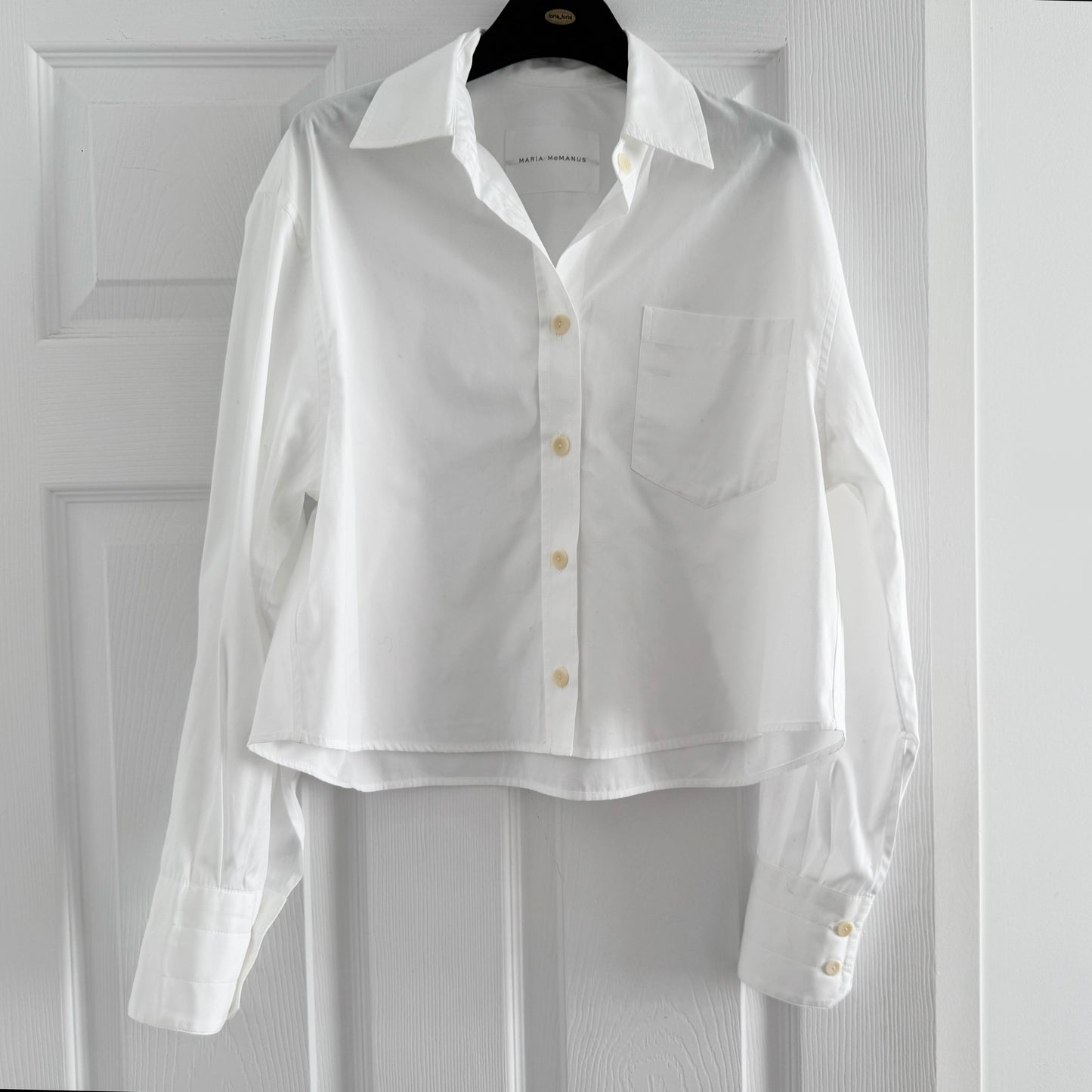 Maria McManus Cropped Shirt in White, size XS