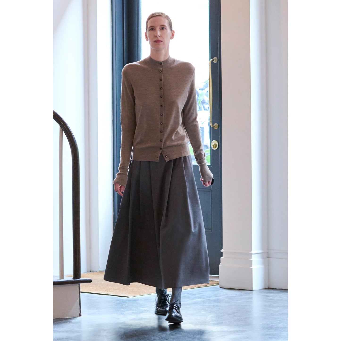 Maria McManus Pleated Skirt in Grey, size Large