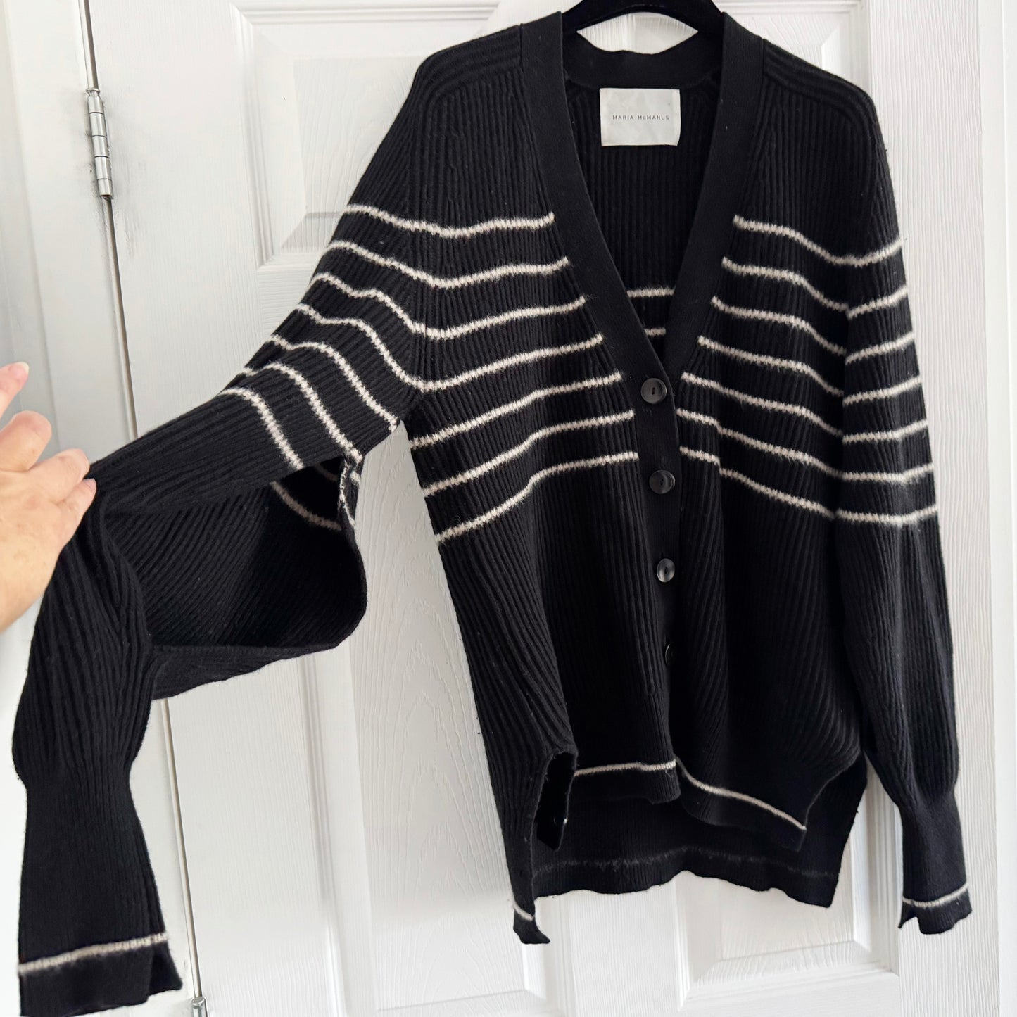 Maria McManus Striped Cape Fishermans Cardigan, size Small