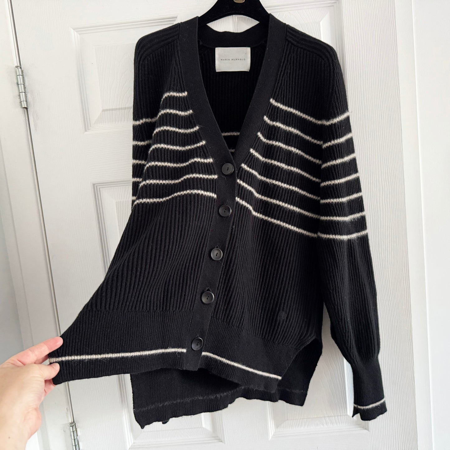 Maria McManus Striped Cape Fishermans Cardigan, size Small