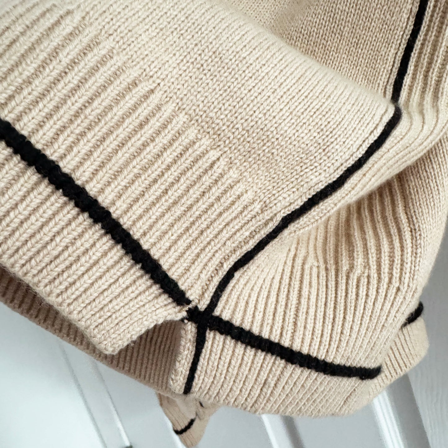 Maria McManus Split Sleeve Striped Sweater in Beige/Navy, size Large