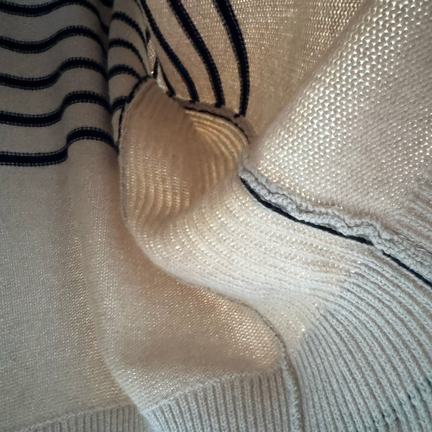 Maria McManus Split Sleeve Striped Sweater in Beige/Navy, size Large
