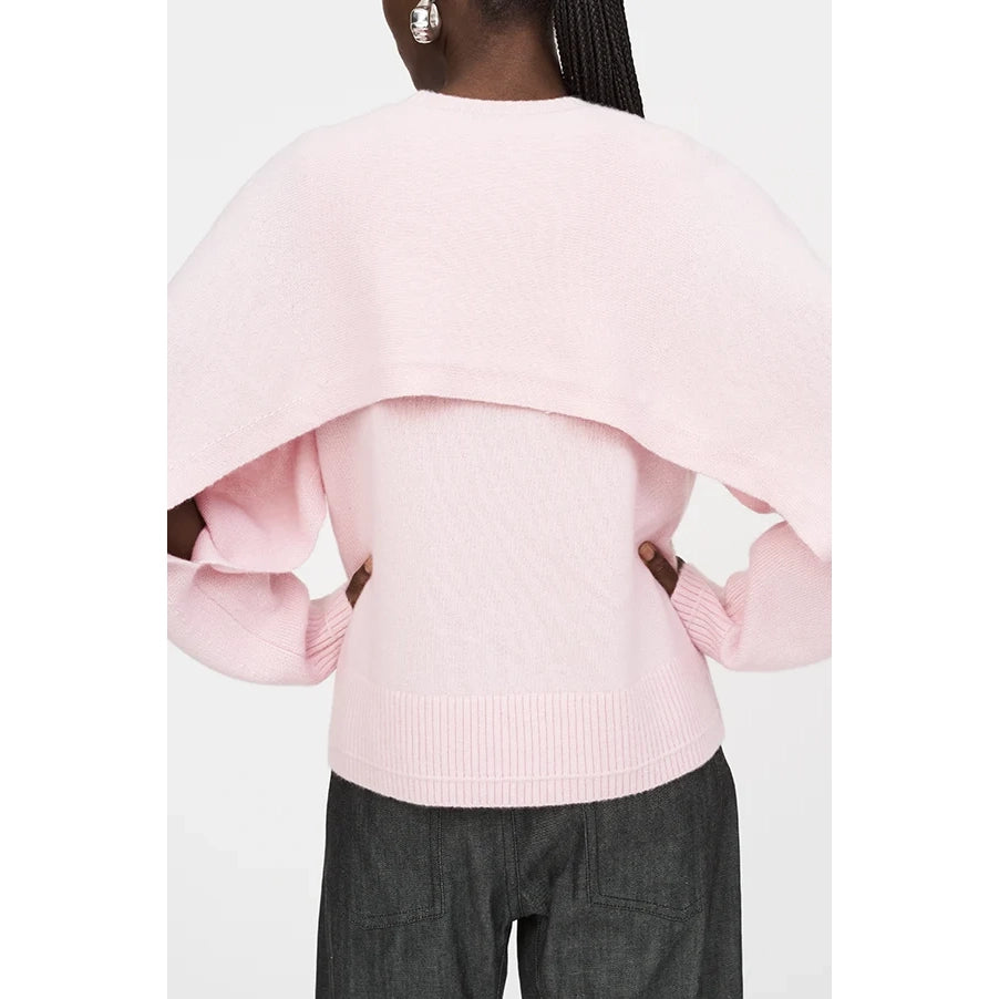 Maria McManus "Cape Crew" Double Layered Sweater in Whisper Pink, size Medium