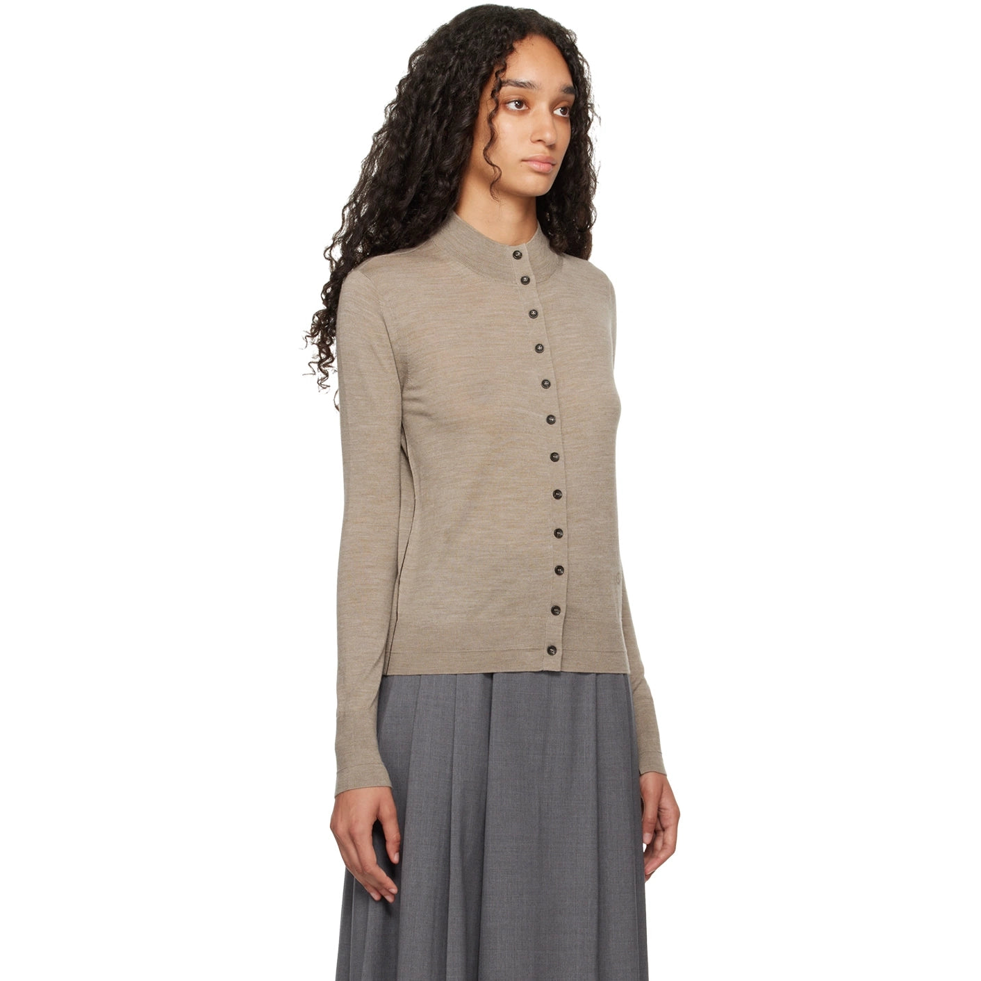 Maria McManus Beige Tiny Button Cardigan in "Stone", size Large