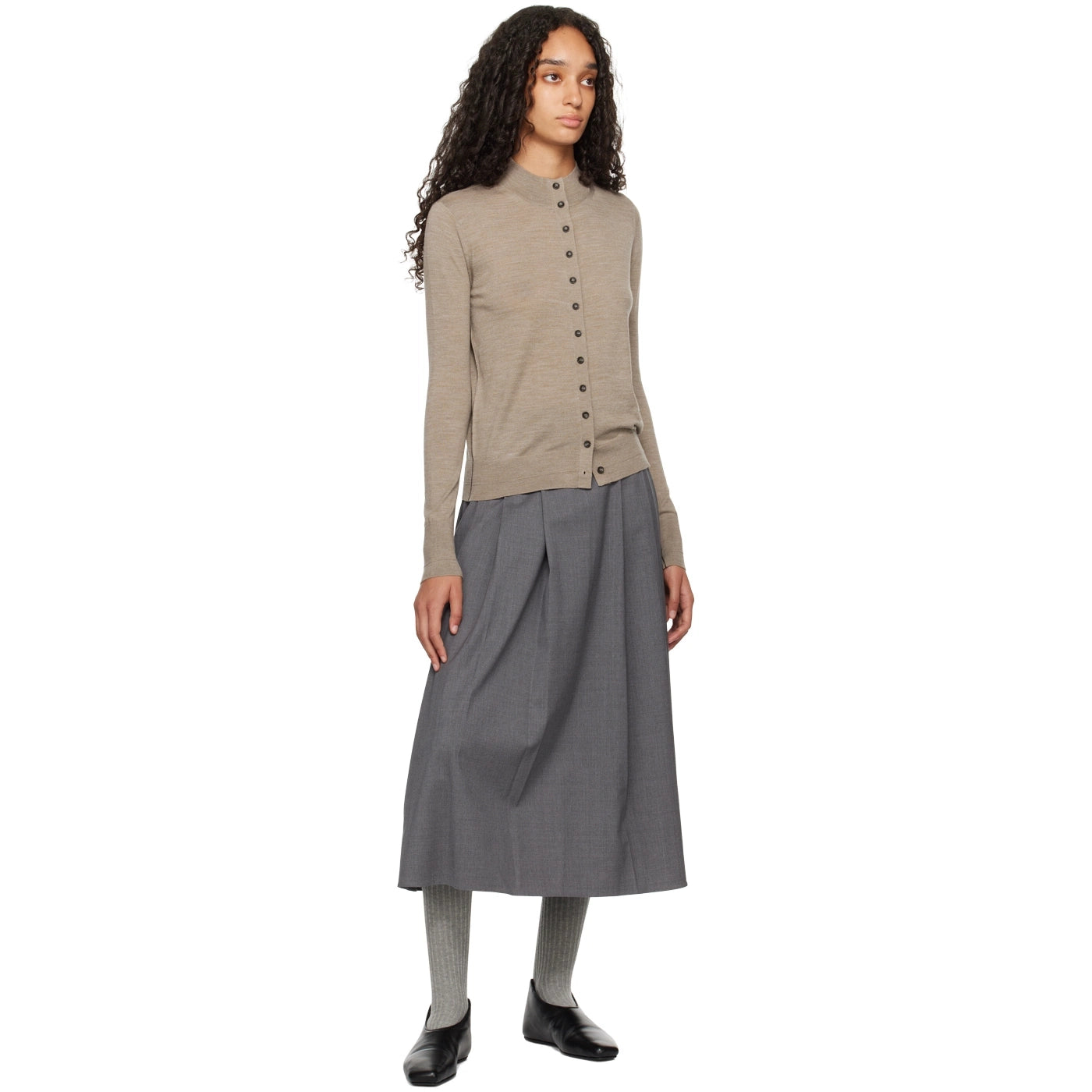 Maria McManus Pleated Skirt in Grey, size Large