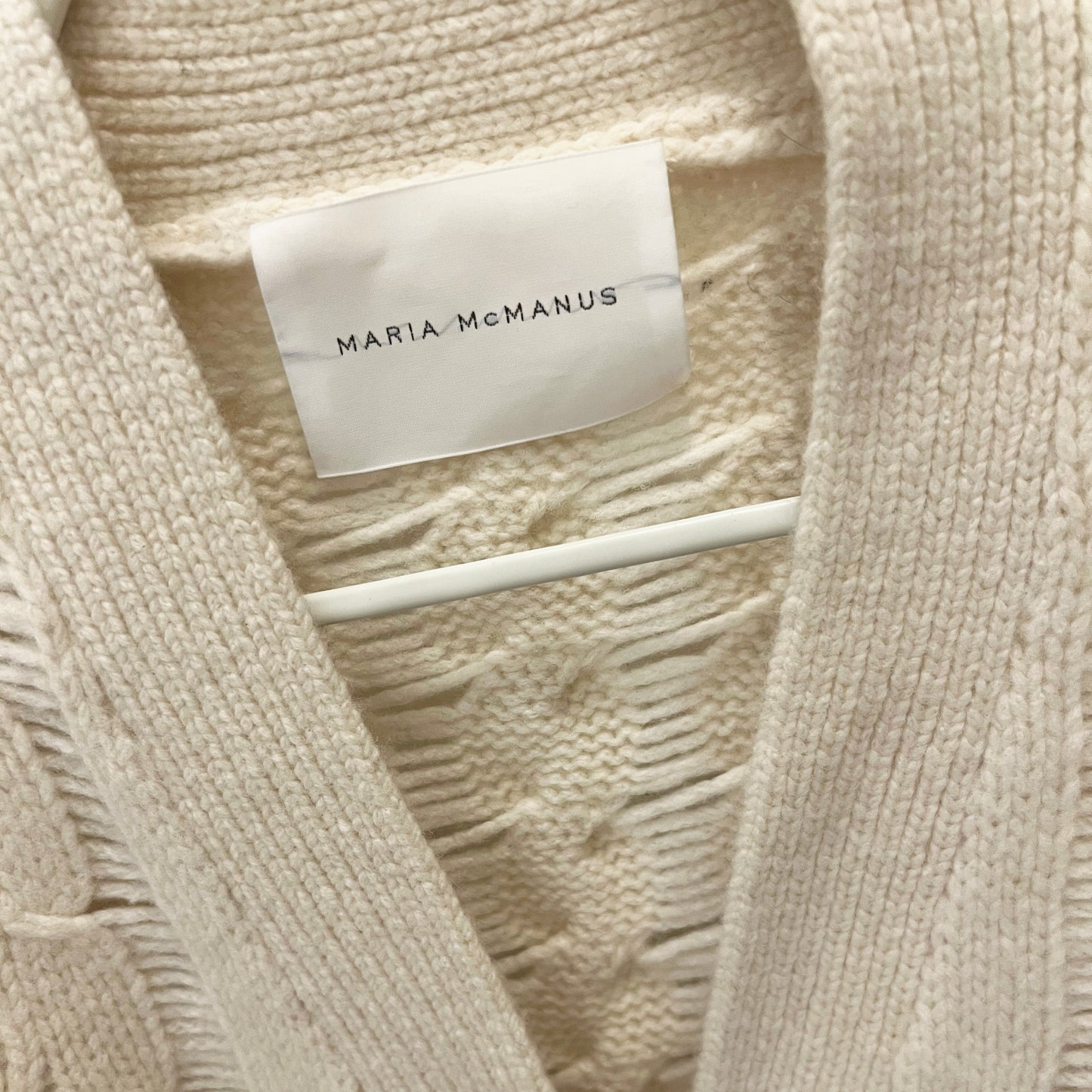Maria McManus Oversize Aran Cable Knit Cardigan in Ivory, size XS