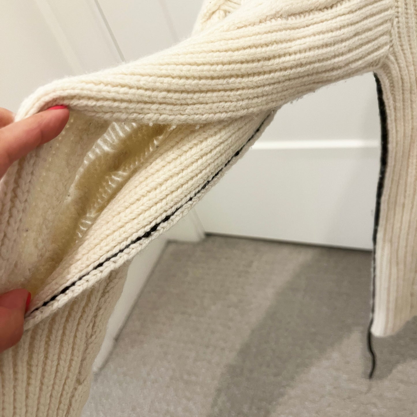 Maria McManus Oversize Aran Cable Knit Cardigan in Ivory, size XS