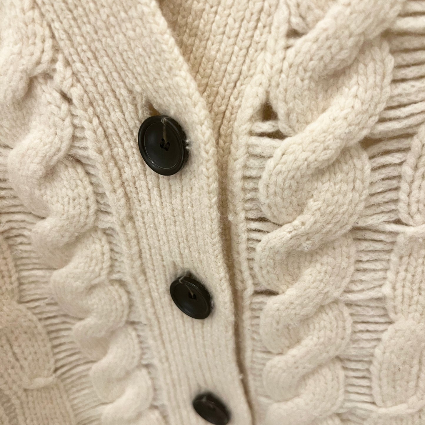 Maria McManus Oversize Aran Cable Knit Cardigan in Ivory, size XS