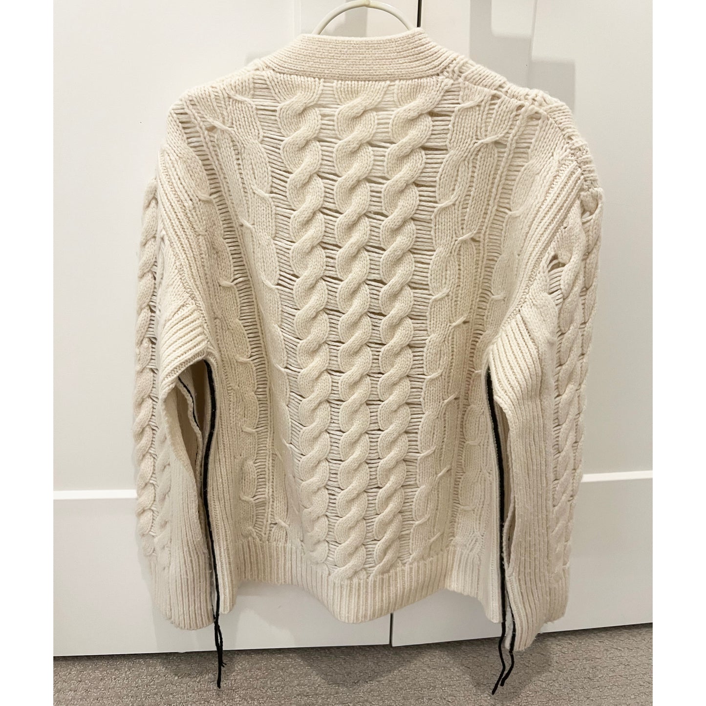 Maria McManus Oversize Aran Cable Knit Cardigan in Ivory, size XS