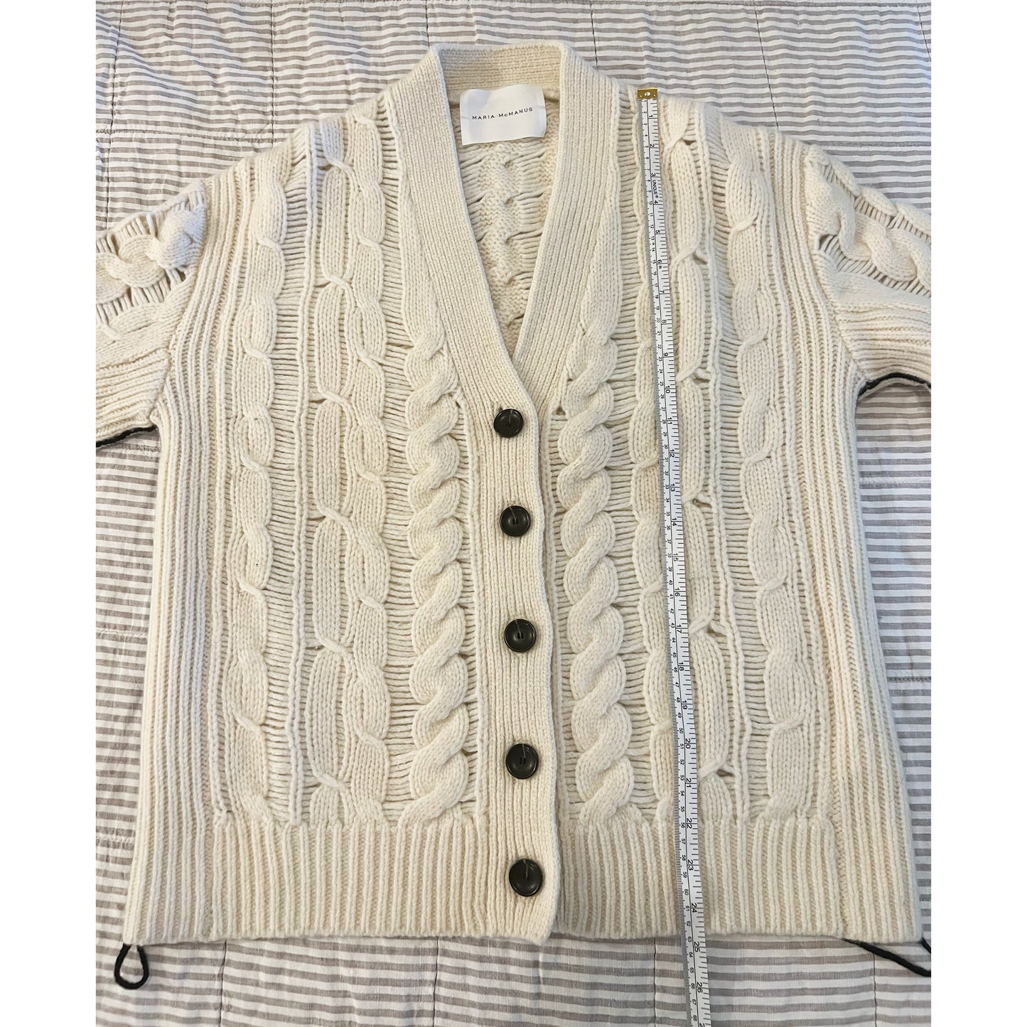Maria McManus Oversize Aran Cable Knit Cardigan in Ivory, size XS