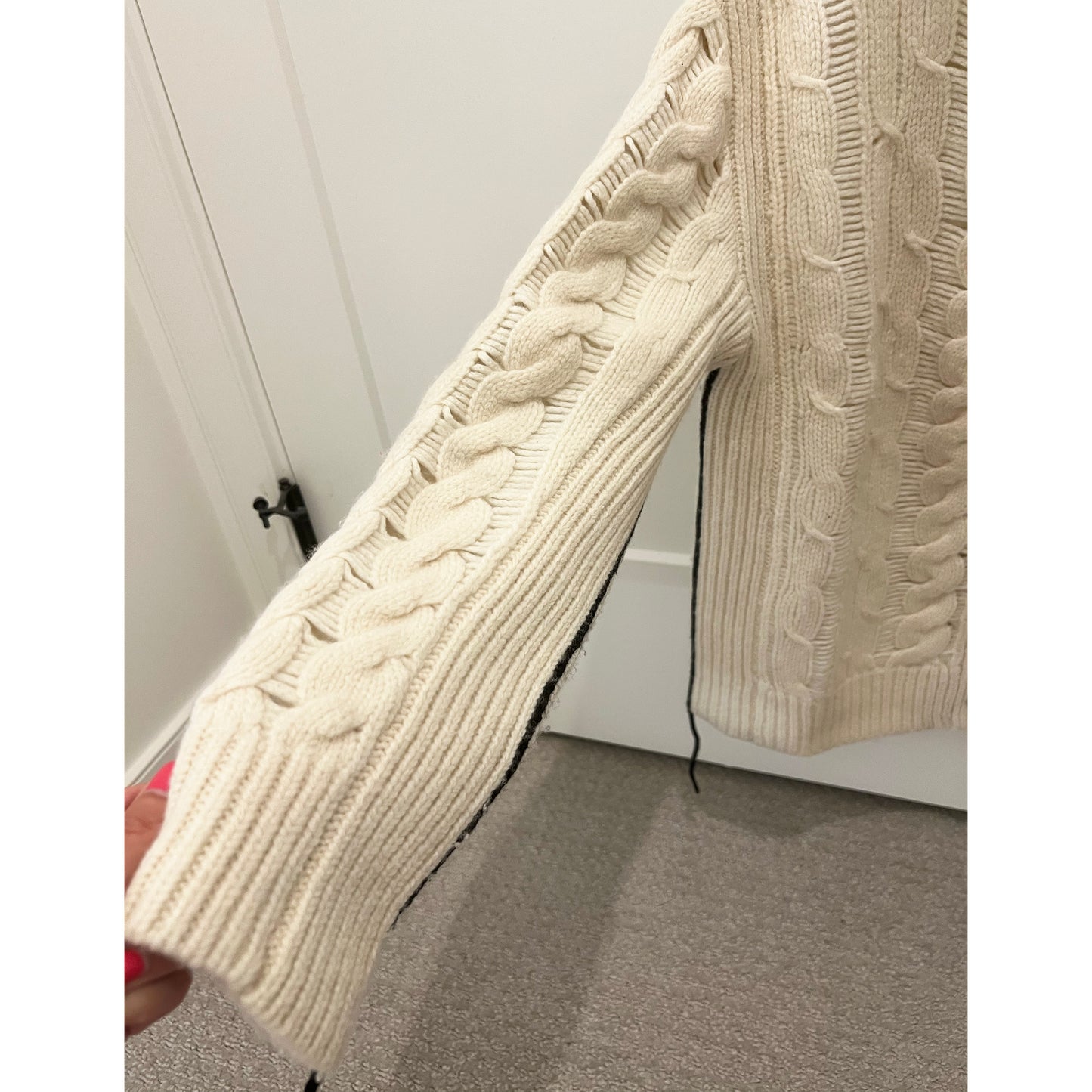 Maria McManus Oversize Aran Cable Knit Cardigan in Ivory, size XS