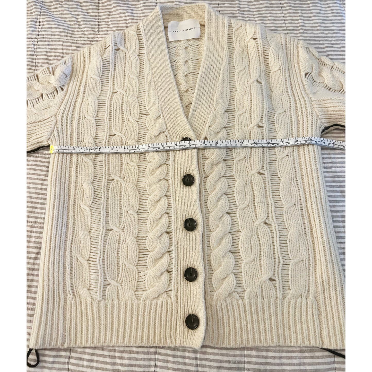 Maria McManus Oversize Aran Cable Knit Cardigan in Ivory, size XS