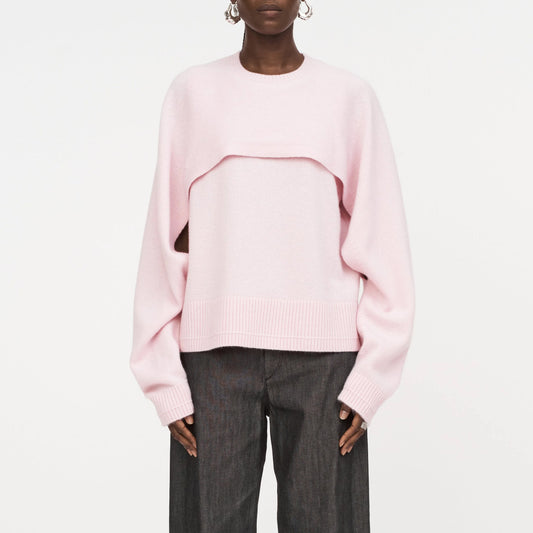 Maria McManus "Cape Crew" Double Layered Sweater in Whisper Pink, size Medium