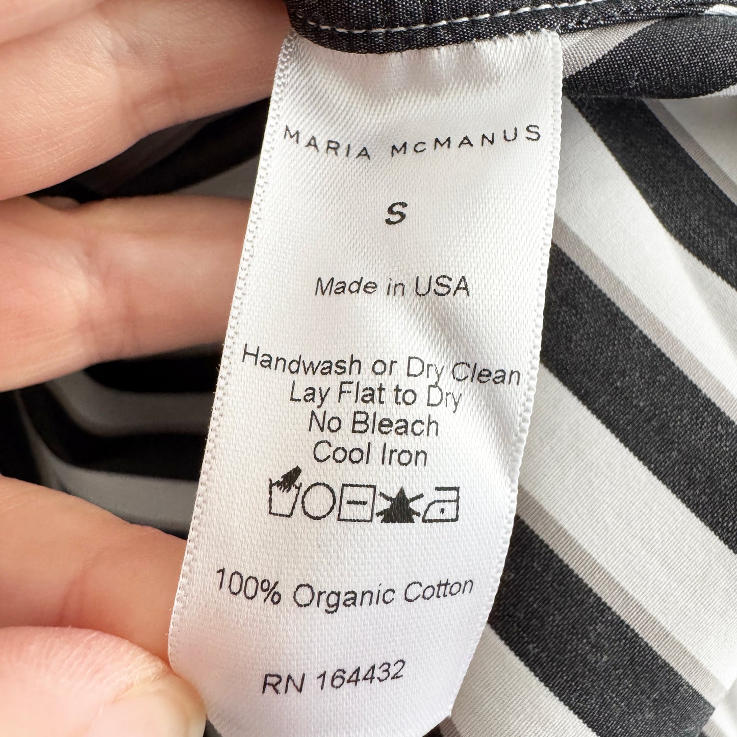 Maria McManus Striped Poplin Shirt in Black/Grey/White, size Small