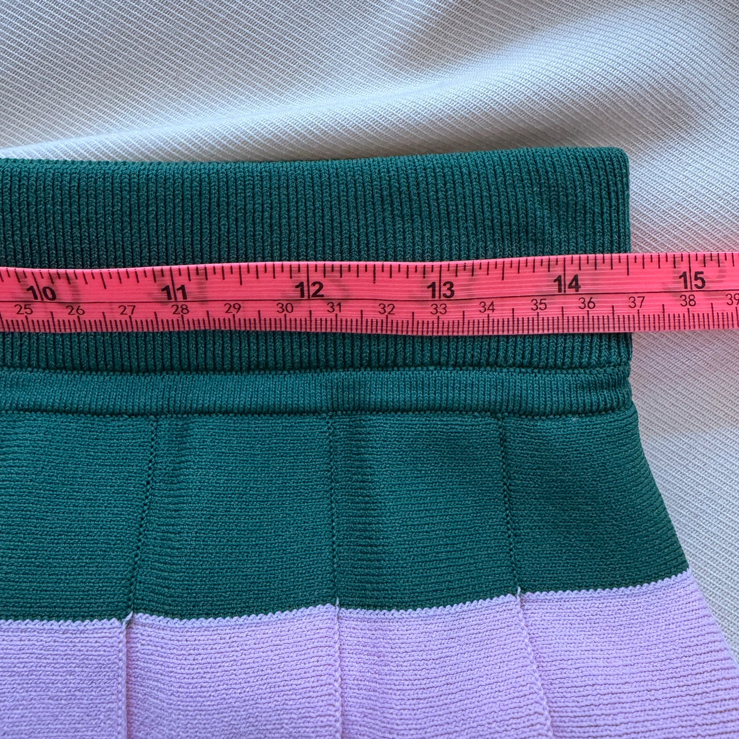 Marimekko Striped Knit Pleated Skirt in Pink/Green, size Small