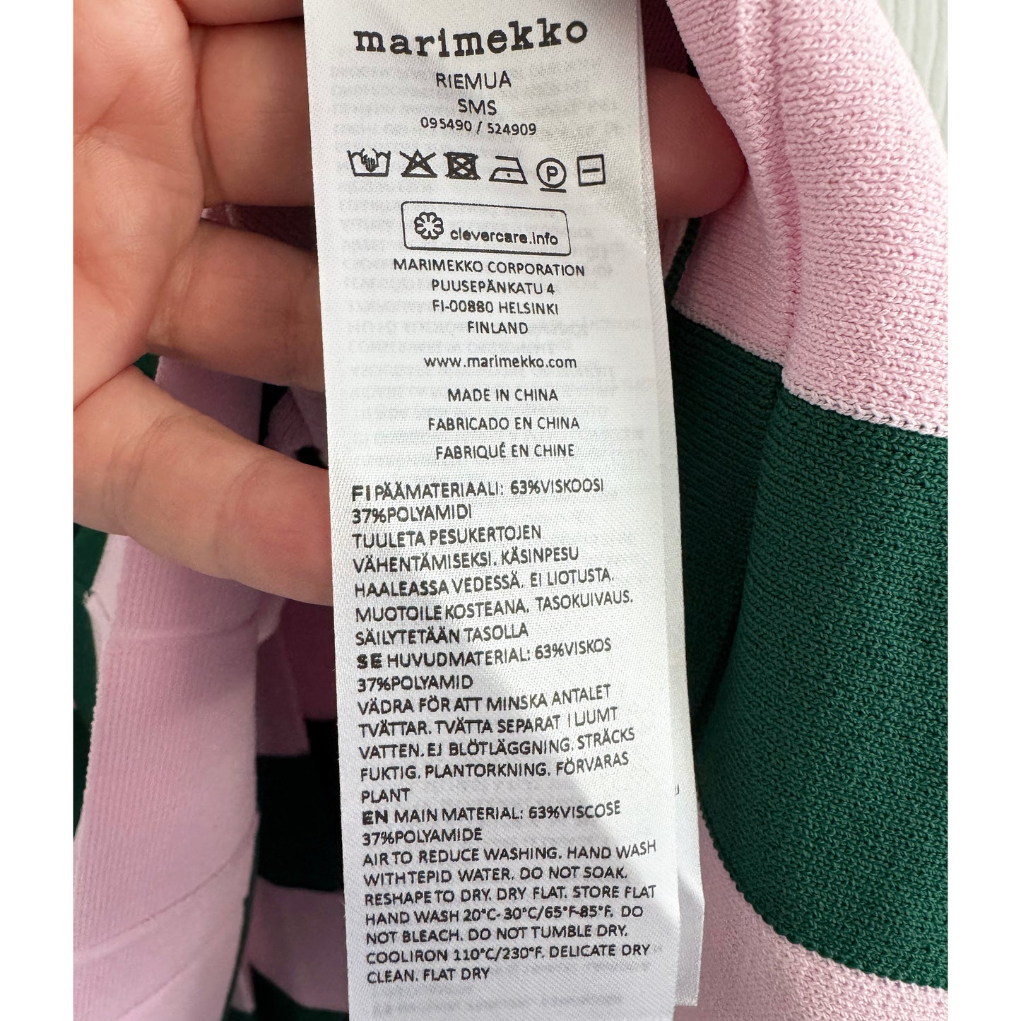 Marimekko Striped Knit Pleated Skirt in Pink/Green, size Small