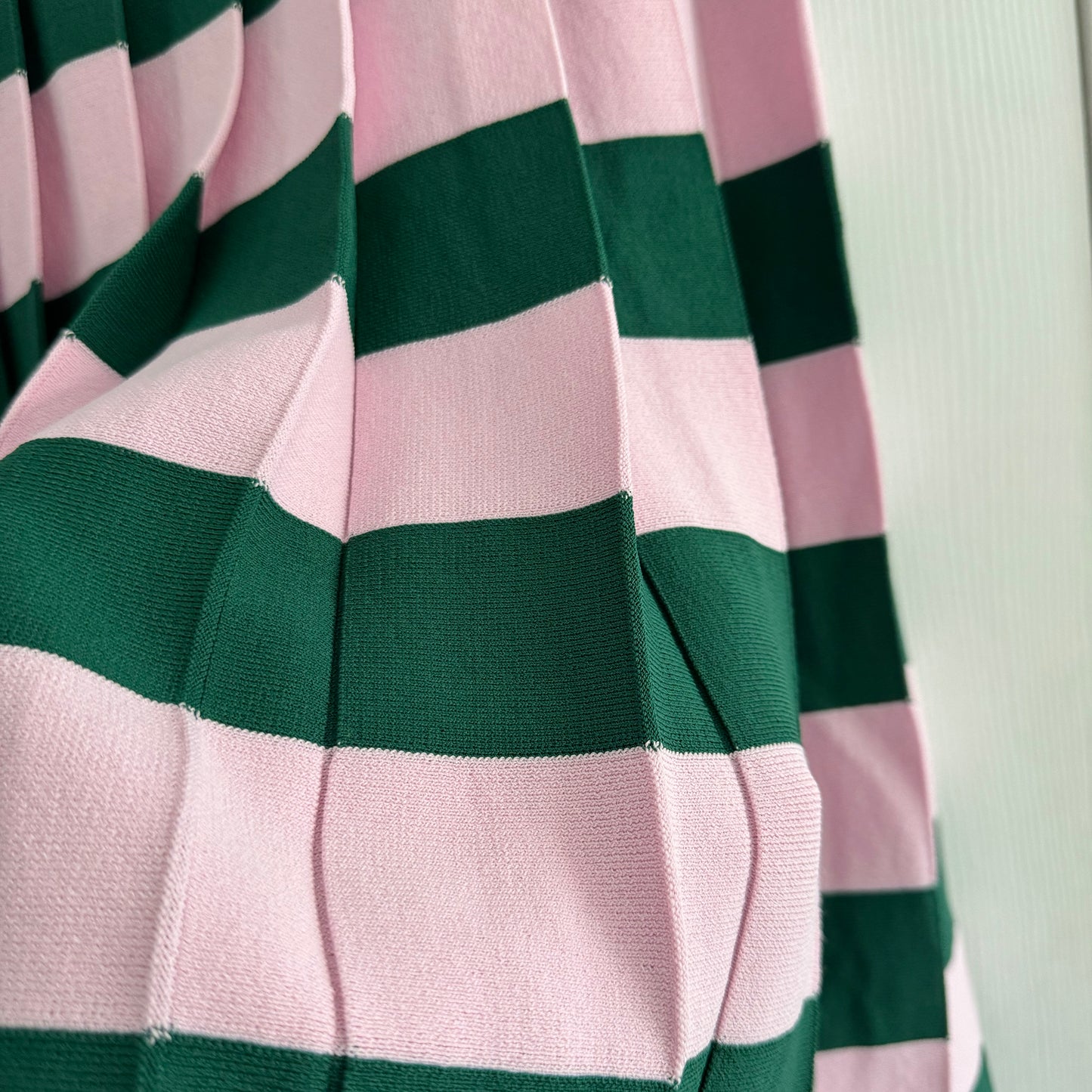 Marimekko Striped Knit Pleated Skirt in Pink/Green, size Small