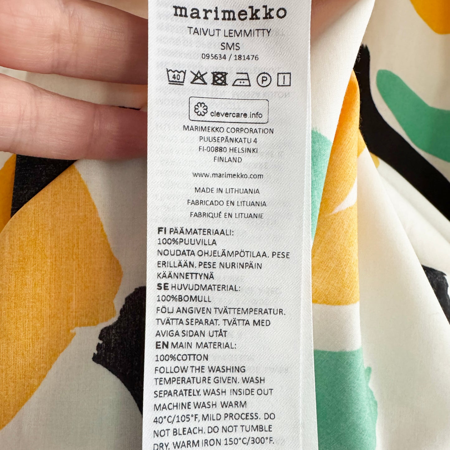 Marimekko "Taivut Lemmitty' Printed Cotton Dress, size 36