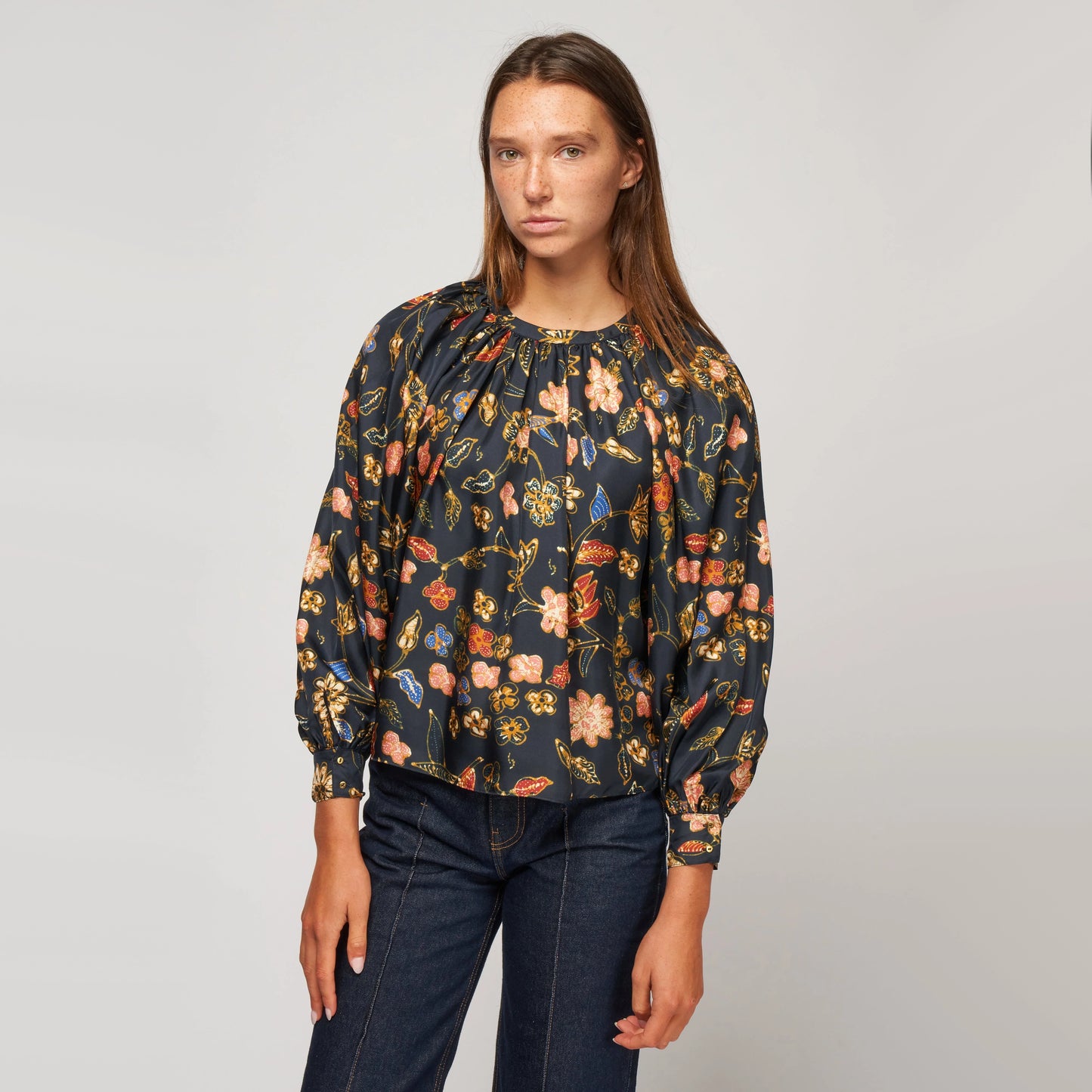 Ulla Johnson "Marisol" Floral Silk Blouse in "Odessa", size 2
