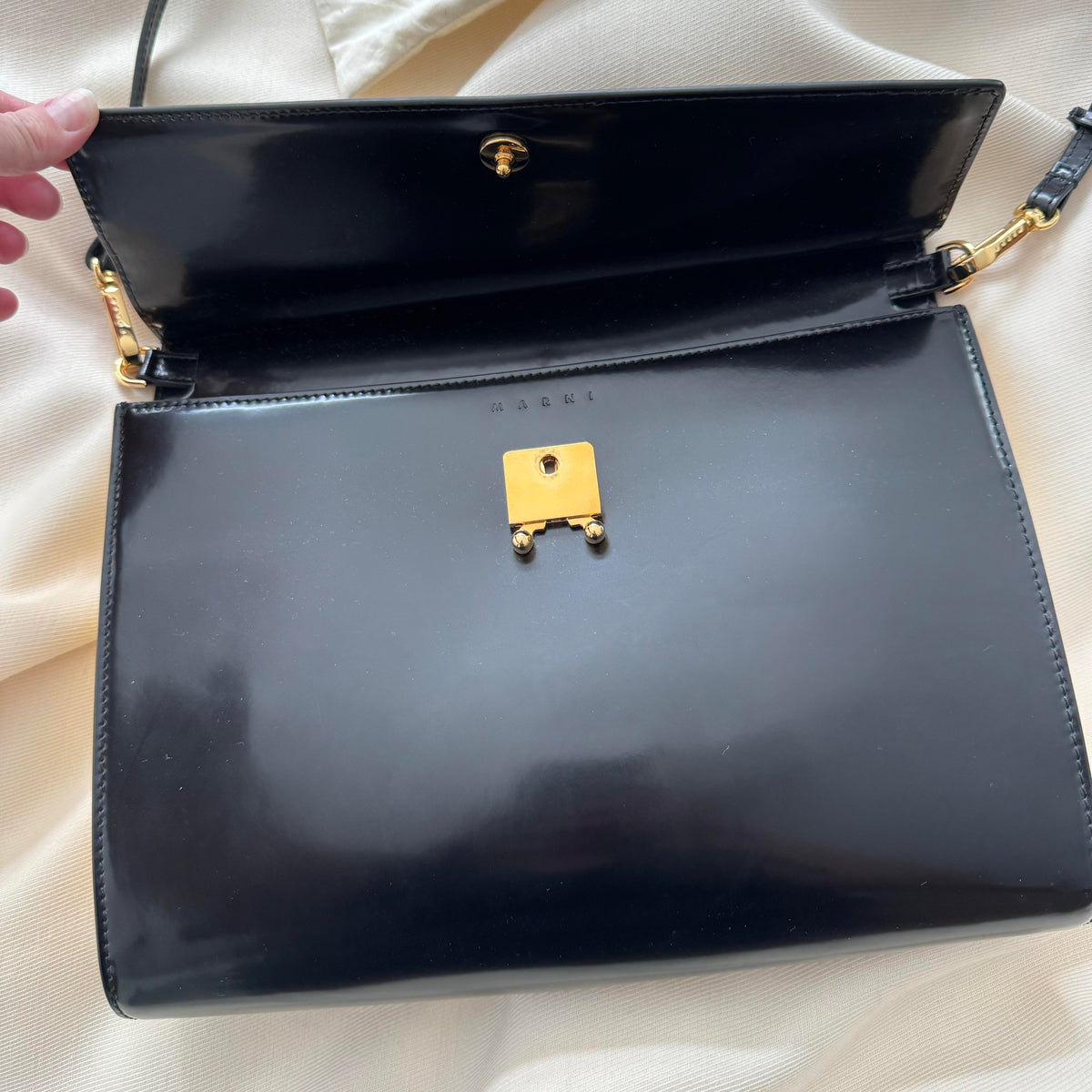 Marni Trunk Shoulder Bag with Gold Metal Frame