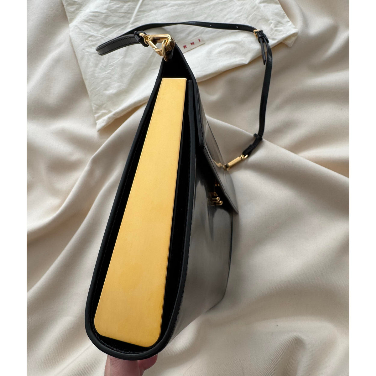 Marni Trunk Shoulder Bag with Gold Metal Frame