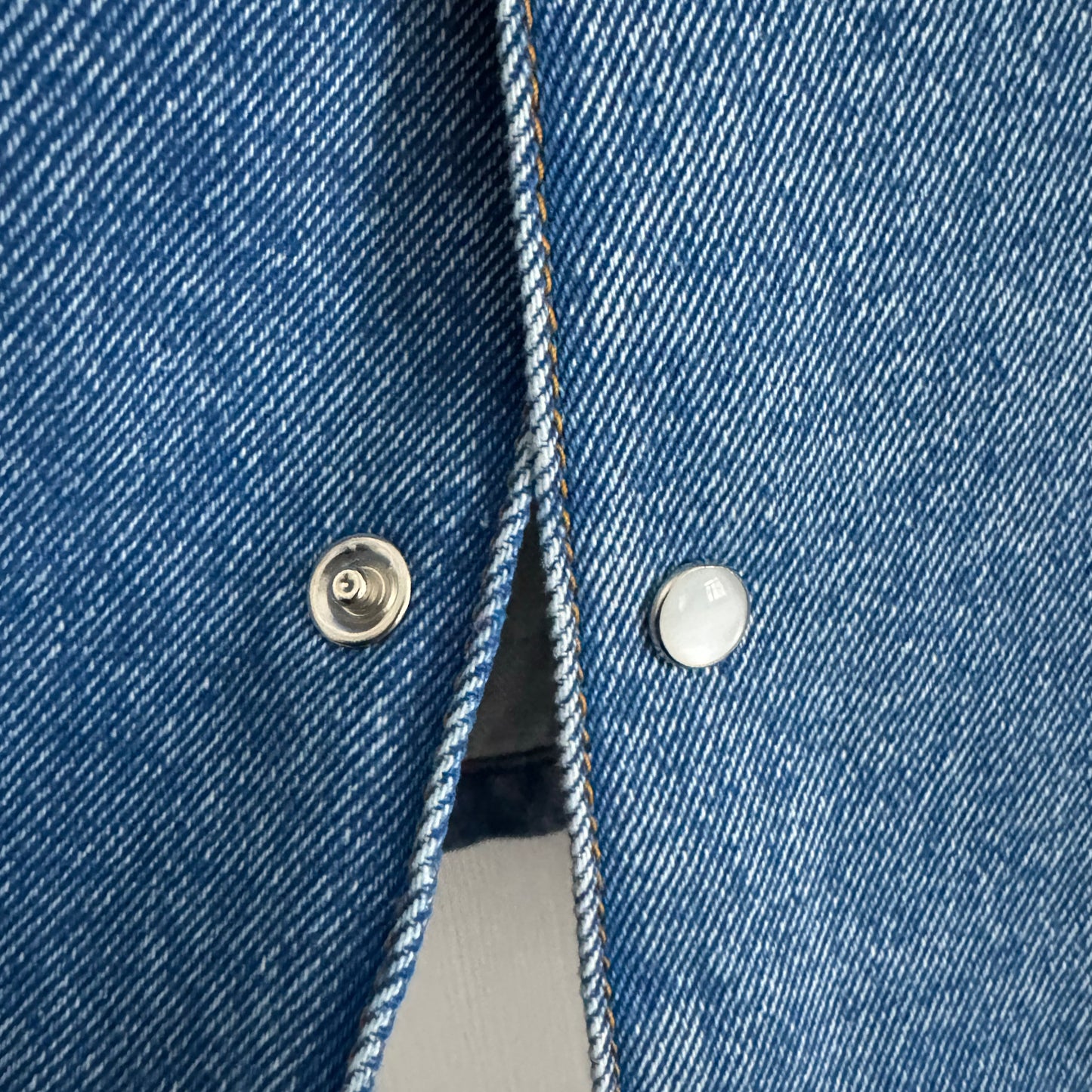 Marni Embellished Denim Shirt in Blue, size 44 (fits like 10 ish?)