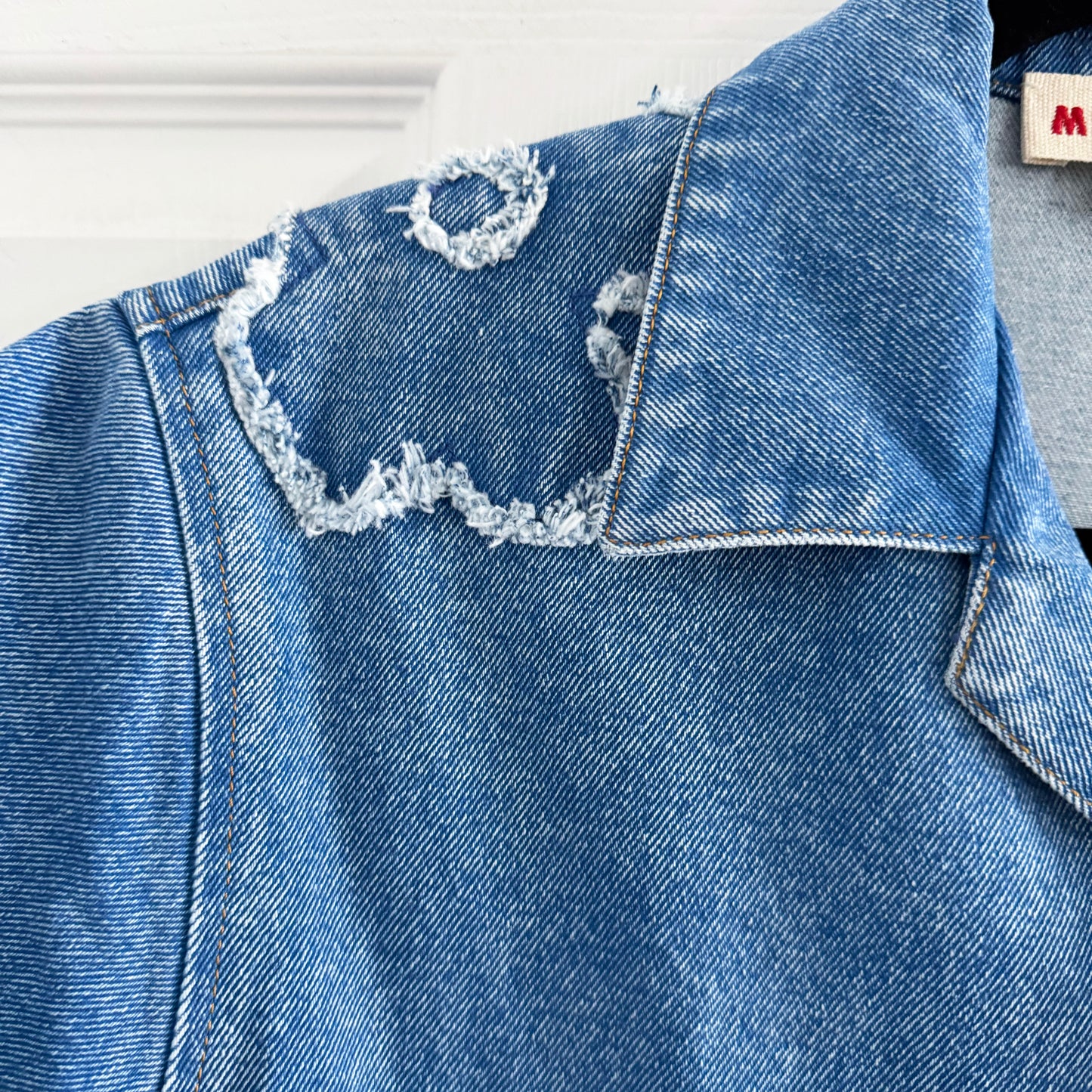 Marni Embellished Denim Shirt in Blue, size 44 (fits like 10 ish?)