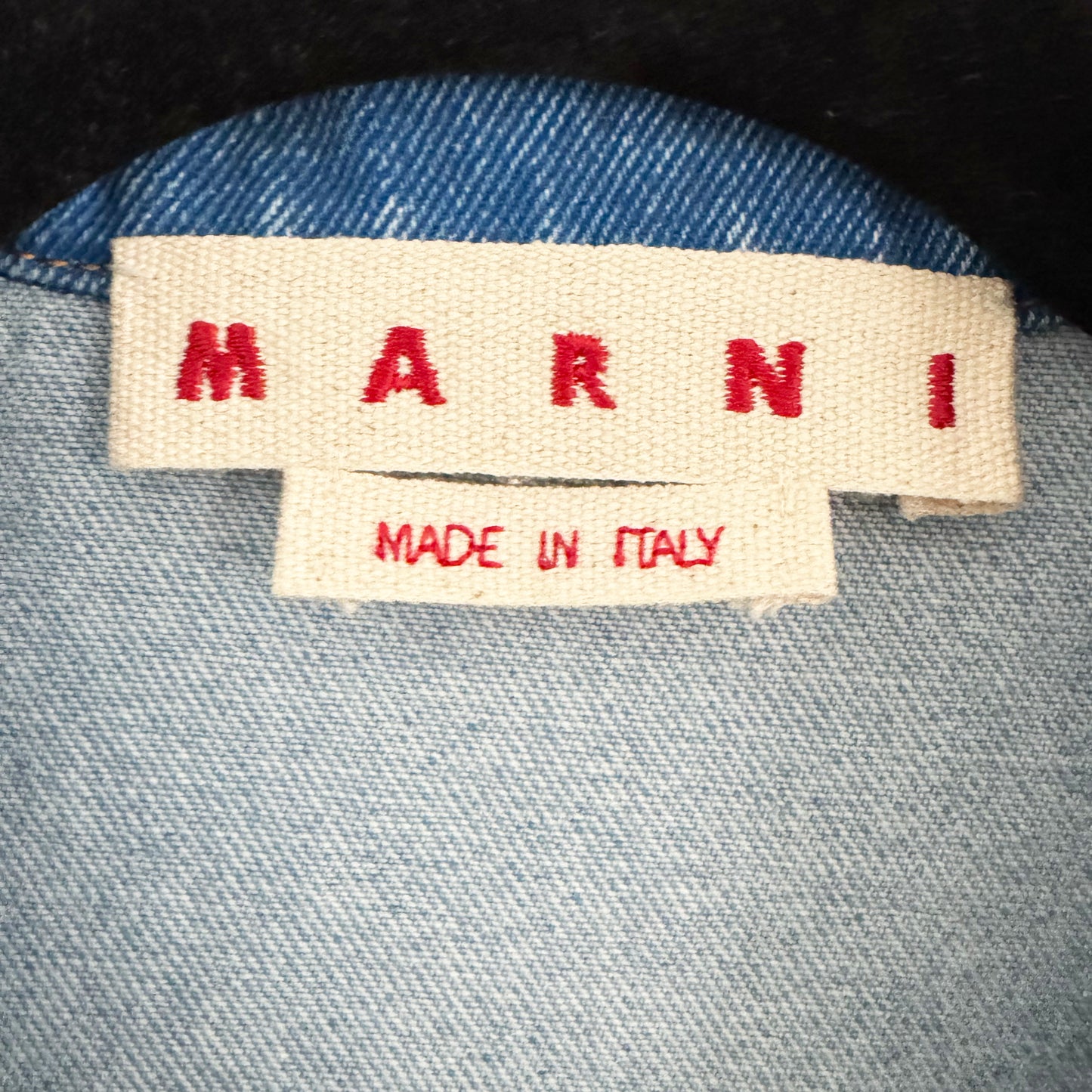 Marni Embellished Denim Shirt in Blue, size 44 (fits like 10 ish?)