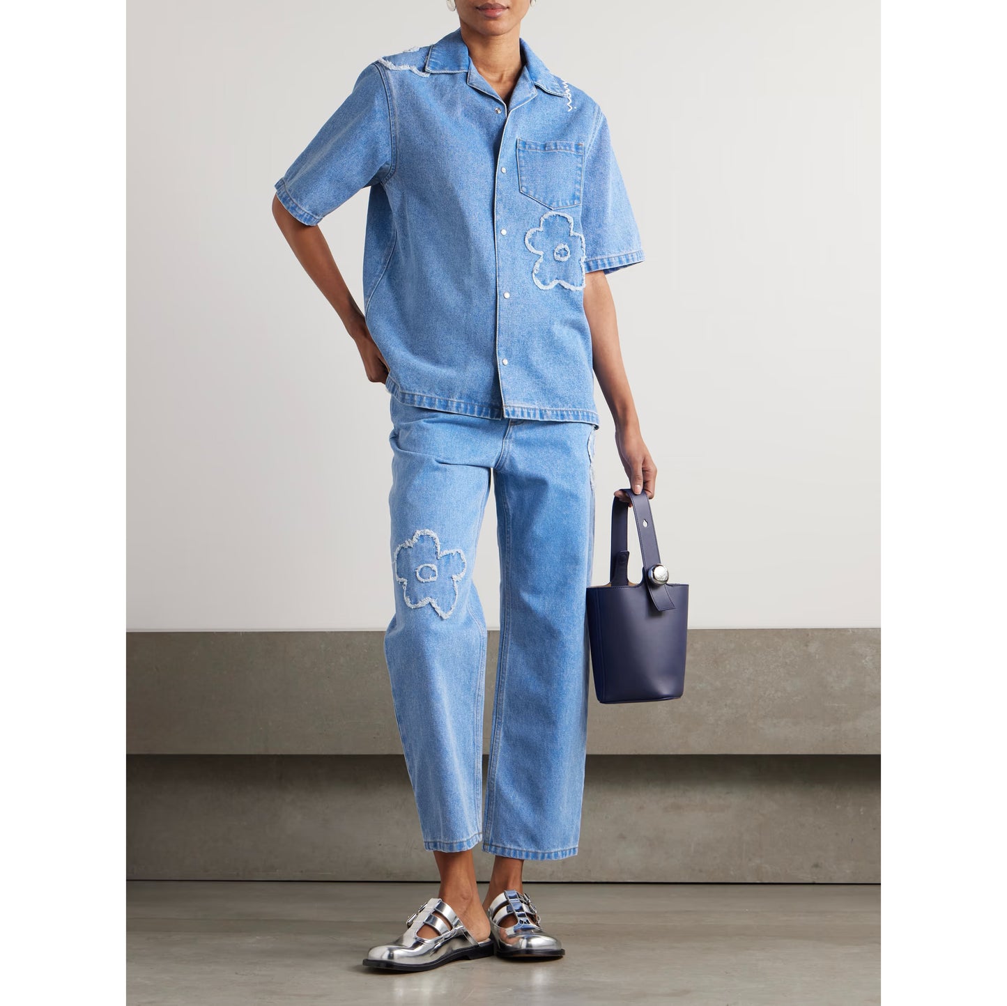 Marni Embellished Denim Shirt in Blue, size 44 (fits like 10 ish?)